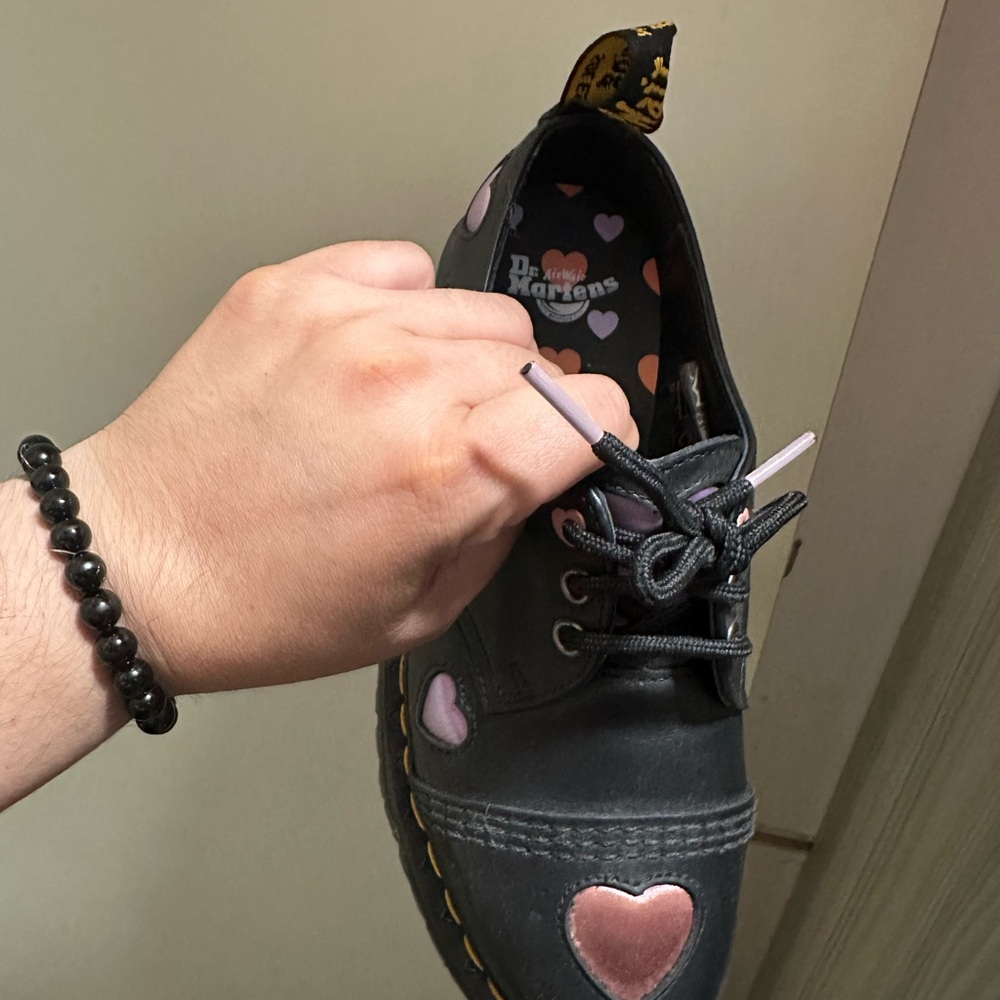 Dr. Martens Black Shoes with Pink Heart Accents - Picture 4 of 4